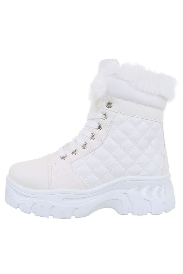 anlke boots fur double sole cords white.