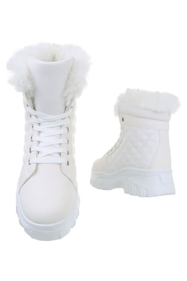 anlke boots fur double sole cords white.