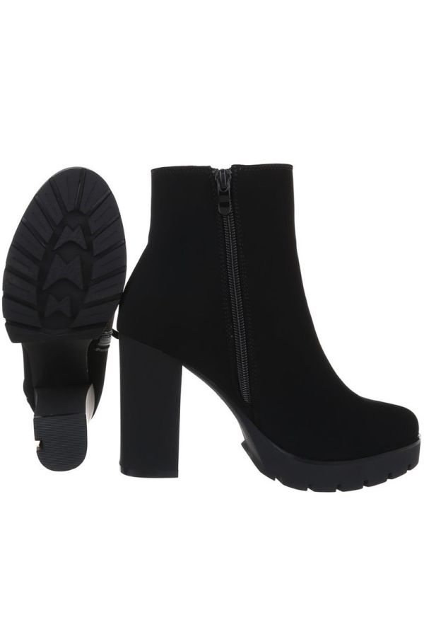 ANKLE BOOTS HIGH THICK HEEL DECORATION BLACK  FSW10291