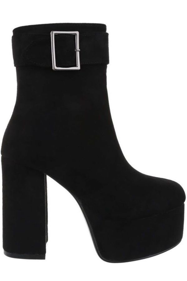 ANKLE BOOTS HIGH HEELS WIDE SUEDE BLACK FSW0151