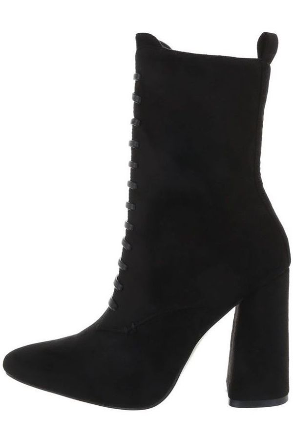 Ankle Boots Pointed Thick Heel Black FSW86161
