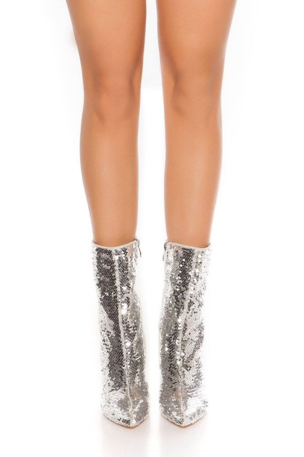 ankle boots evening sequins silver.