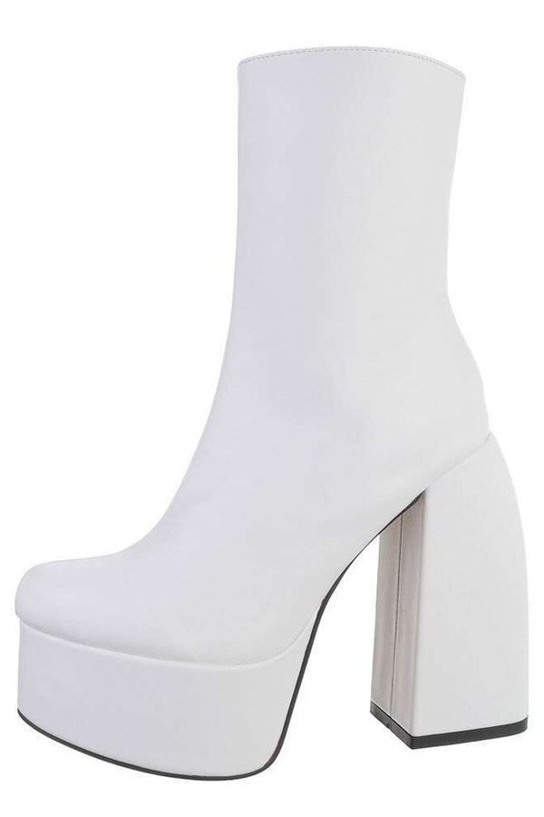 Ankle Boots High Thic Heels Platform White FSW25911
