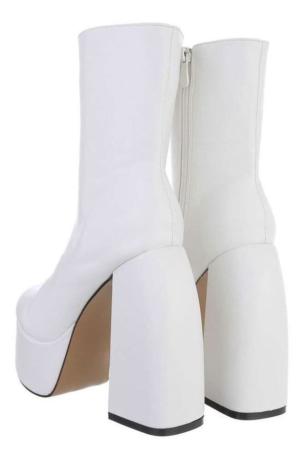 Ankle Boots High Thic Heels Platform White FSW25911