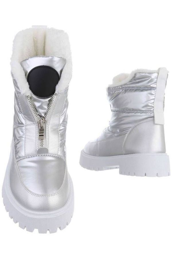 ankle boots snow fur inner silver.