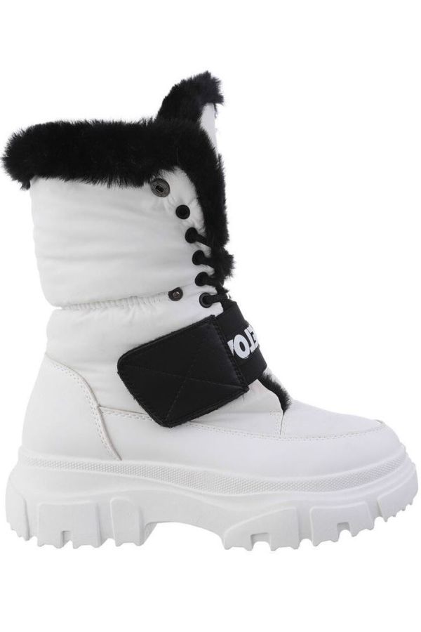 Ankle Boots Snow Fur Padding White Black FSW302238