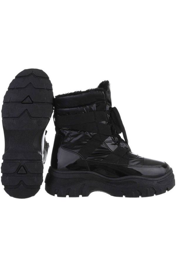 ankle boots snow fur inner black.