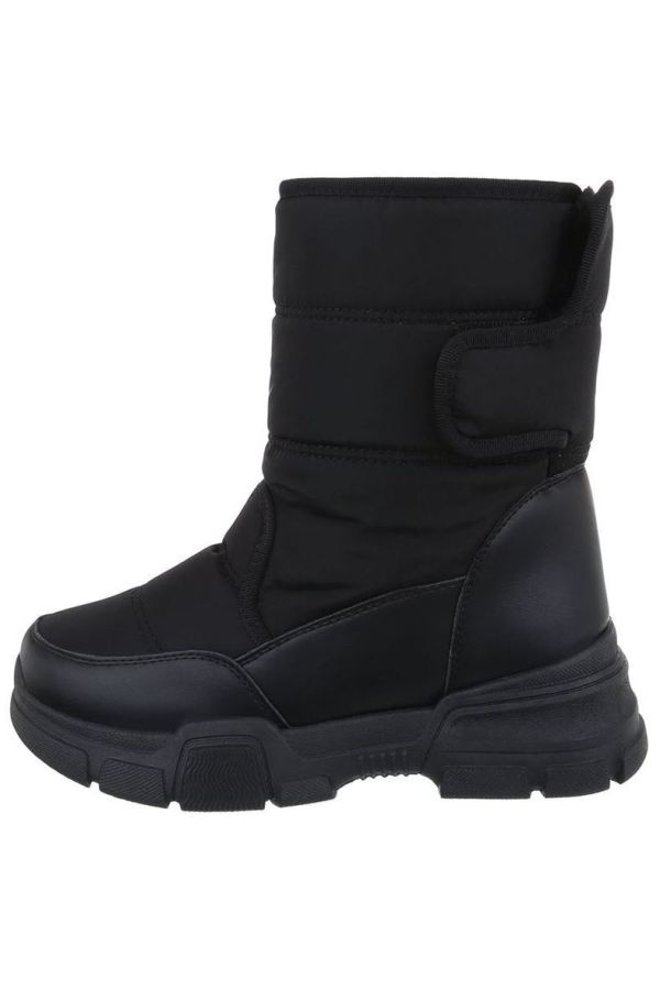 ankle boots snow fur inside black.