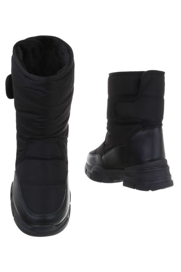 ankle boots snow fur inside black.
