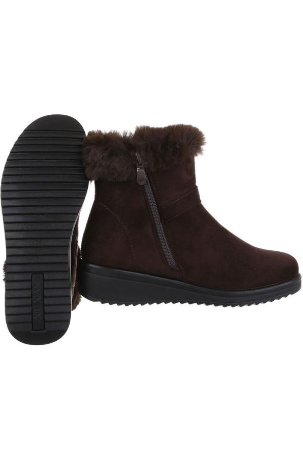 biz size semi boots snow fur inside brown.