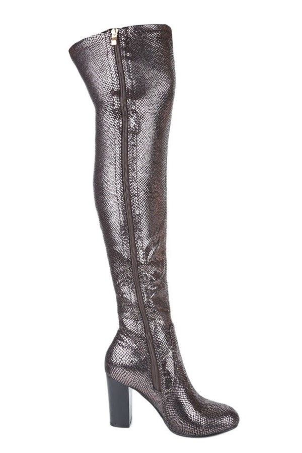 boots overknee elastic croco grey.