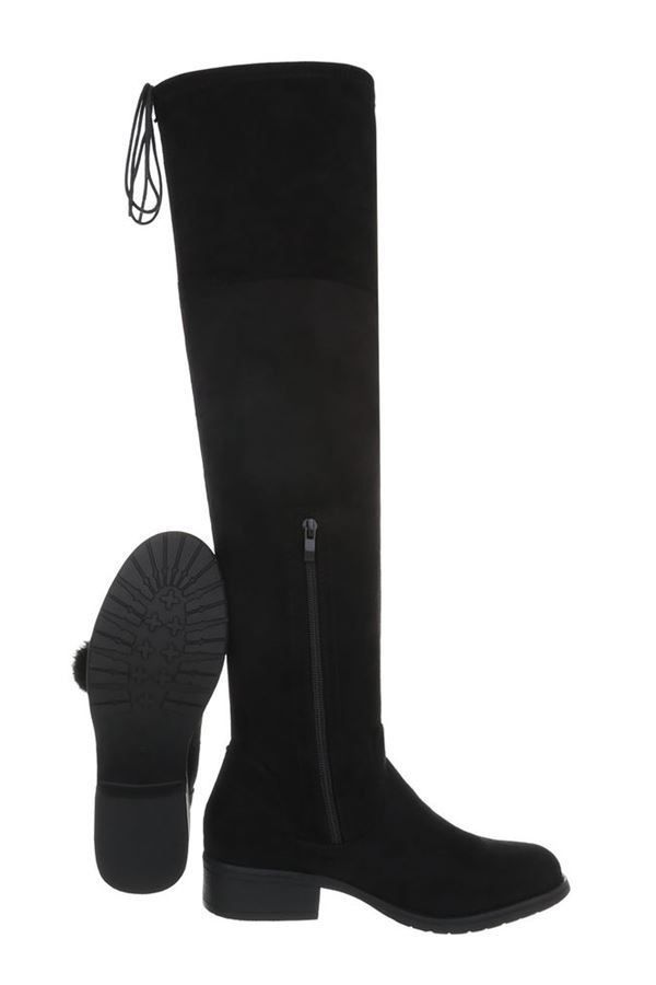 Boots Over Knee Riding Suede Black FSW48331 