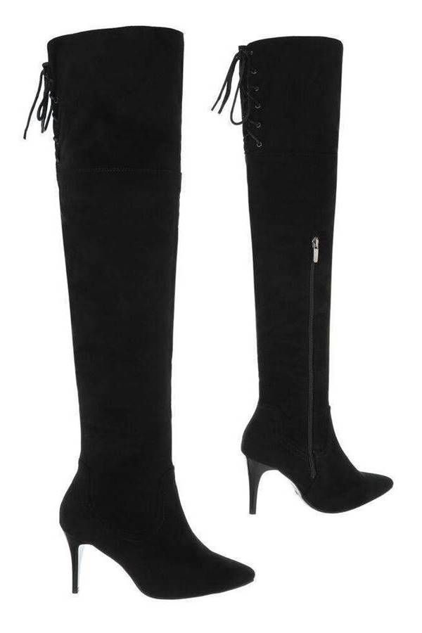 Boots Overknee Pointed Suede Black FSWC4311