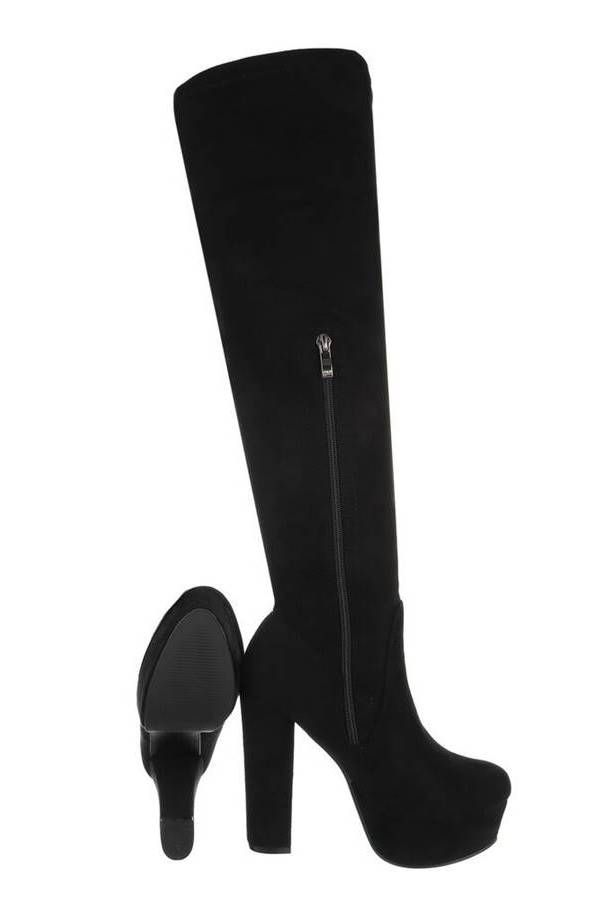 boots knee high thick heel black.