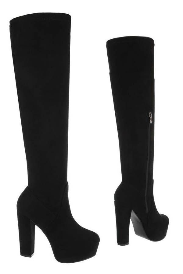 Boots Knee High Thick Heel Black FSW66711