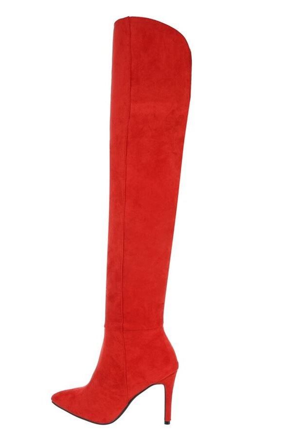 boots over knee suede red.