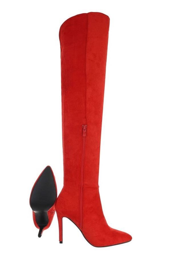 boots over knee suede red.