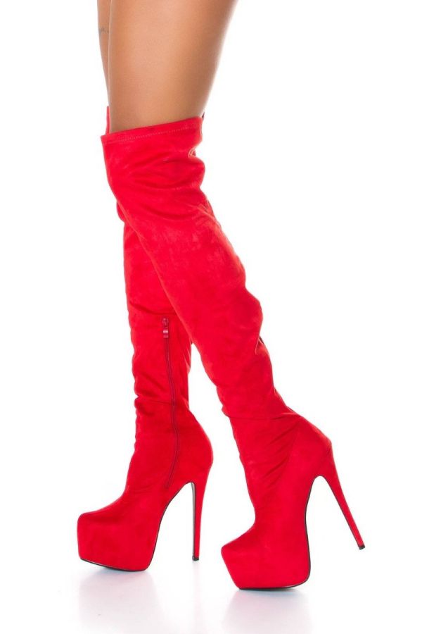 boots over knee sexy high heels red.