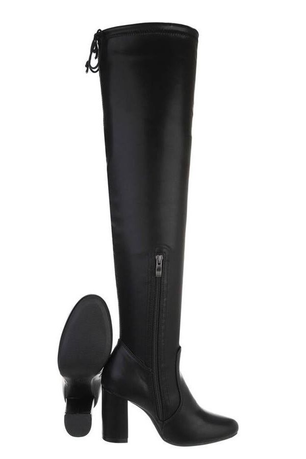 boots overknee thick heel black.