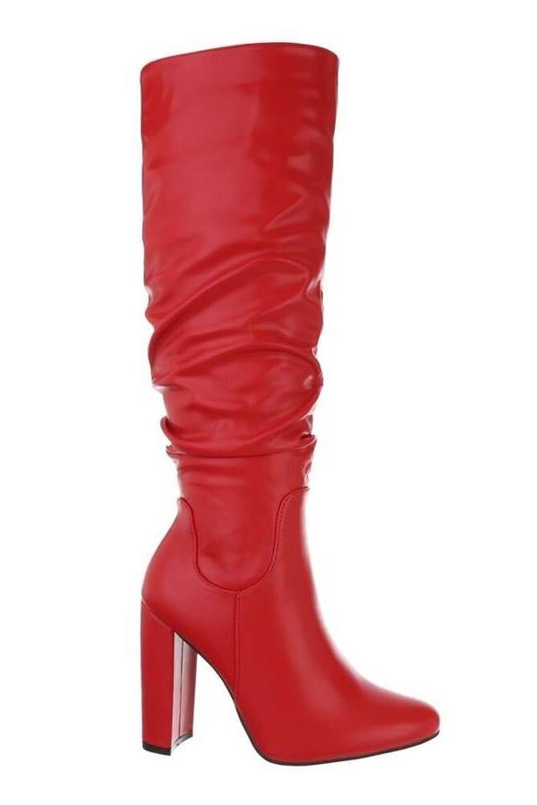 boots fold thick heel red.