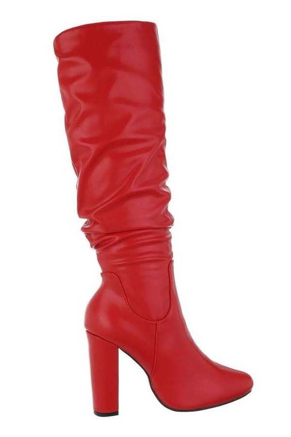 Boots Fold Thick Heel Red FSW030111