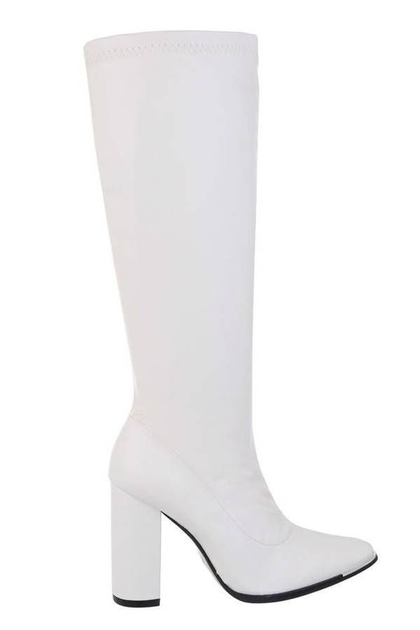Boots Thick Heel Stretch White FSWC71110
