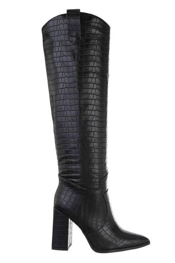 boots thick heel croco black.