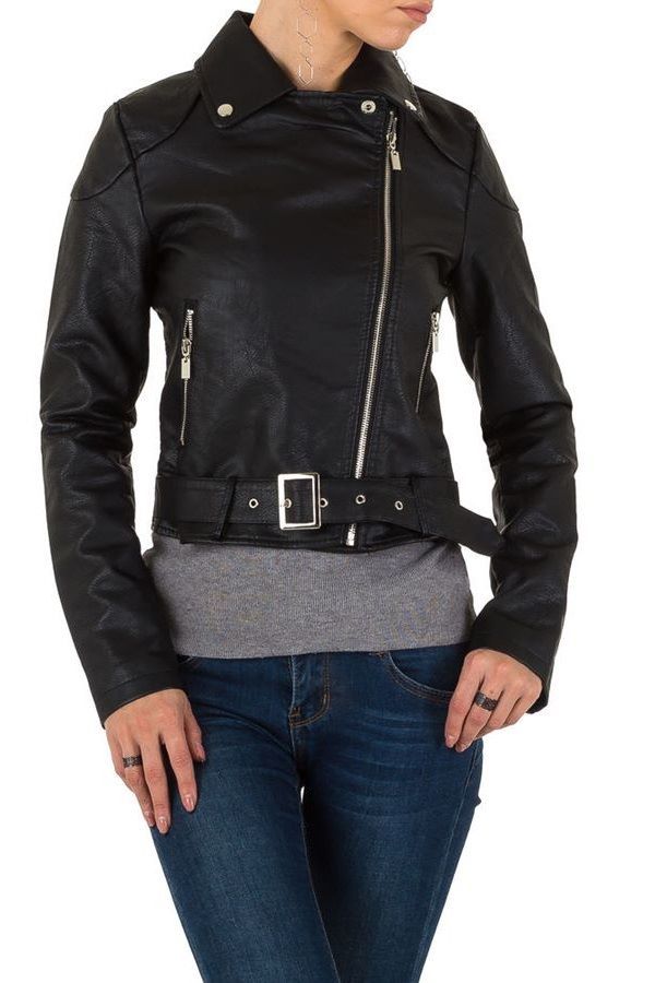 jacket biker short leatherette black.