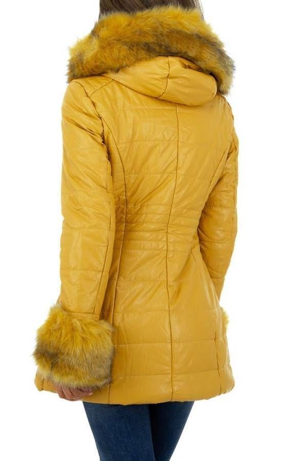 Jacket Leatherette Fur Hood Yellow FSW54104
