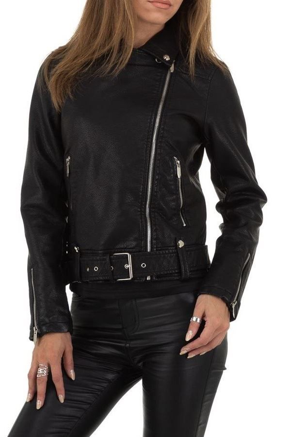 jacket short padded leatherette black.