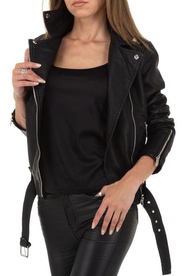 jacket short padded leatherette black.