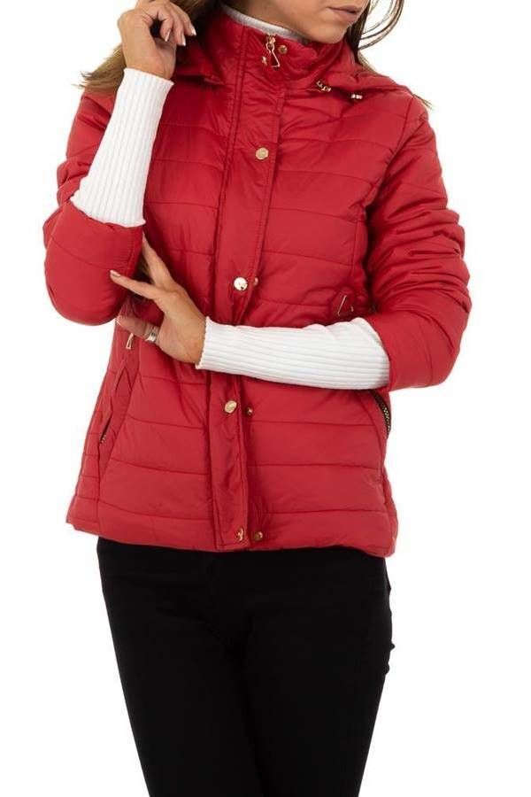 jacket padding zipper hood red.