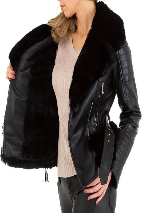 Jacket Fur Leatherette Black FSWY01111