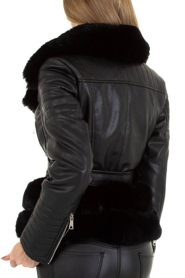 jacket fur leatherette black.