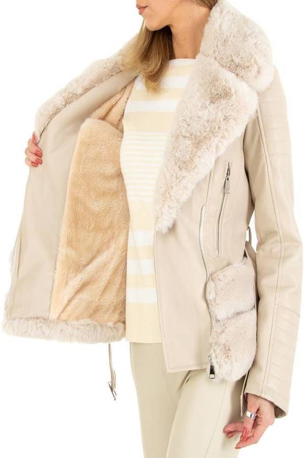 Jacket Fur Leatherette Beige FSWY01111