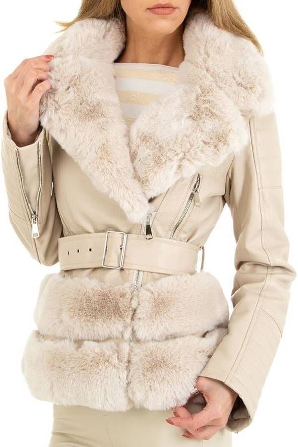 jacket fur leatherette beige.