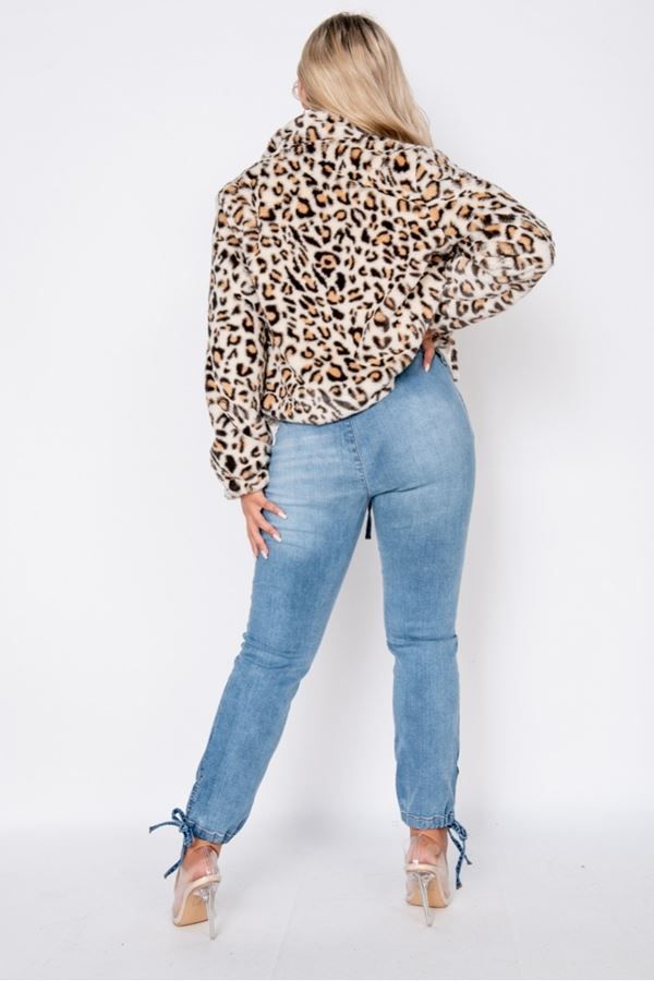 jacket faux fur bomber leopard.
