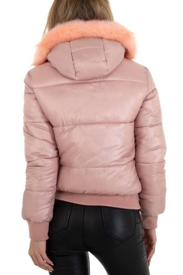 jacket padding hood fur pink.