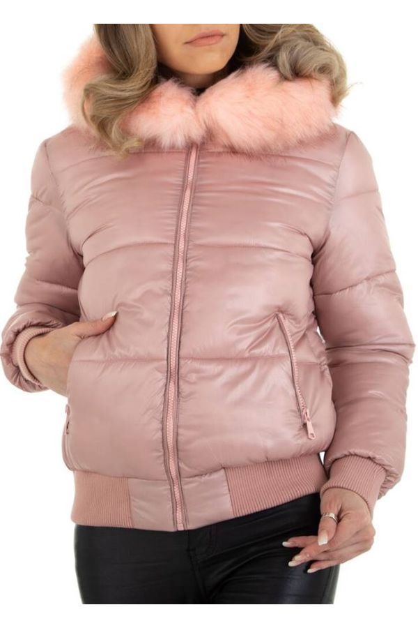 Jacket Padding Hood Fur Pink FSWS9831
