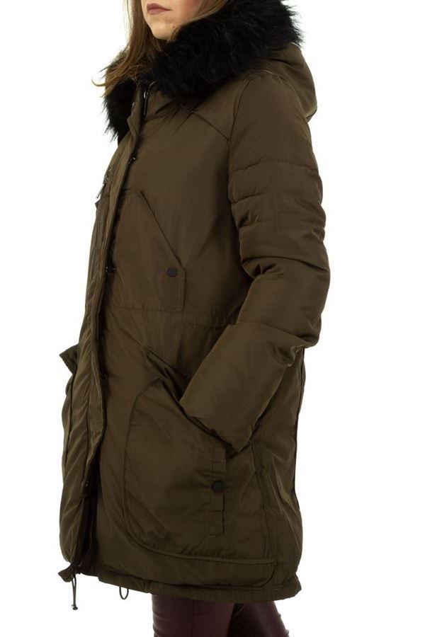 jacket long padded fur khaki.