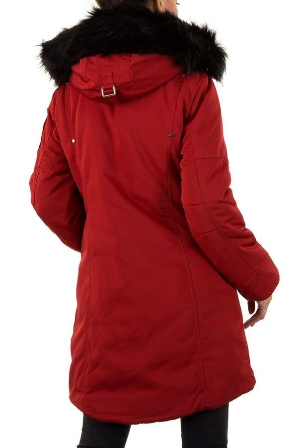 Jacket Parka Long Padded Fur Hood Red FSWS9391
