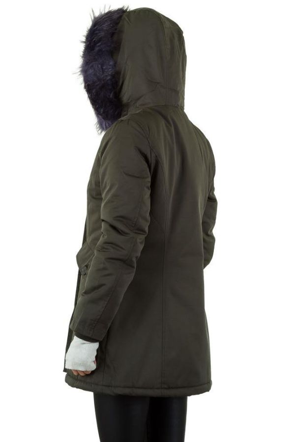 Jacket Parka Padded Blue Fur Khaki FSWS9121