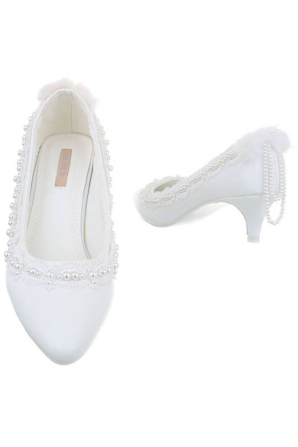 bridal pumps pearls lace white.