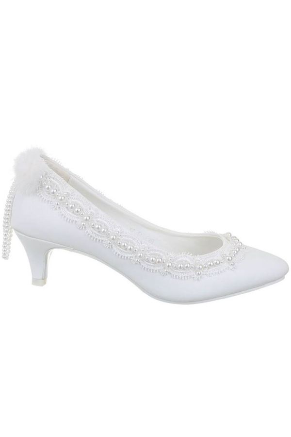Bridal Pumps Pearls Lace White FSWK32171