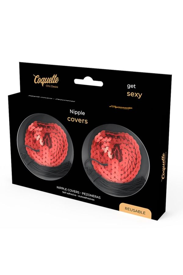 NIPPLE PATCHES SELF ADHESIVE SEQUINS RED DRED226927
