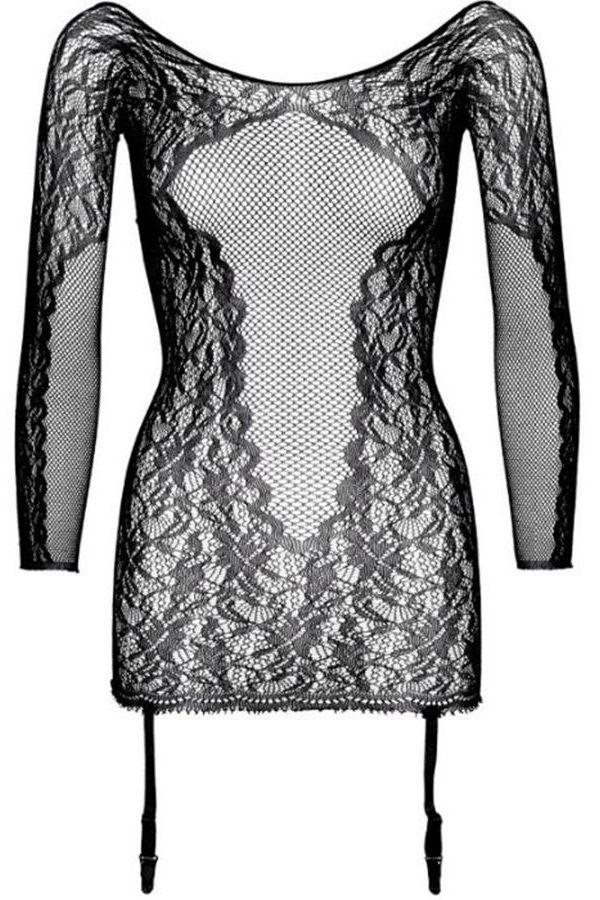 Νυχτικό Φόρεμα Δαντέλα Καλτσοδέτες Μαύρο DRED212528