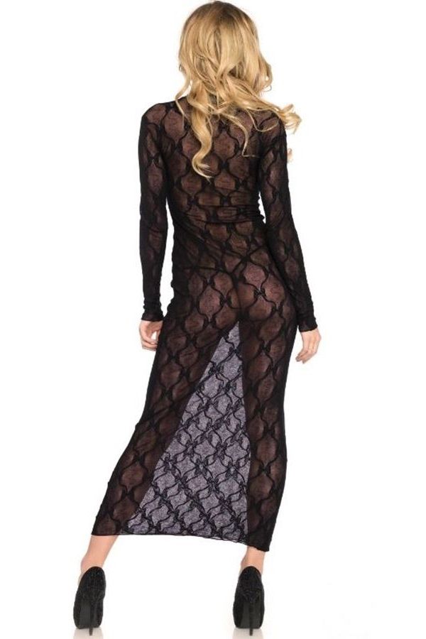 Νυχτικό Φόρεμα Μακρύ Δαντέλα Μαύρο DRED215345