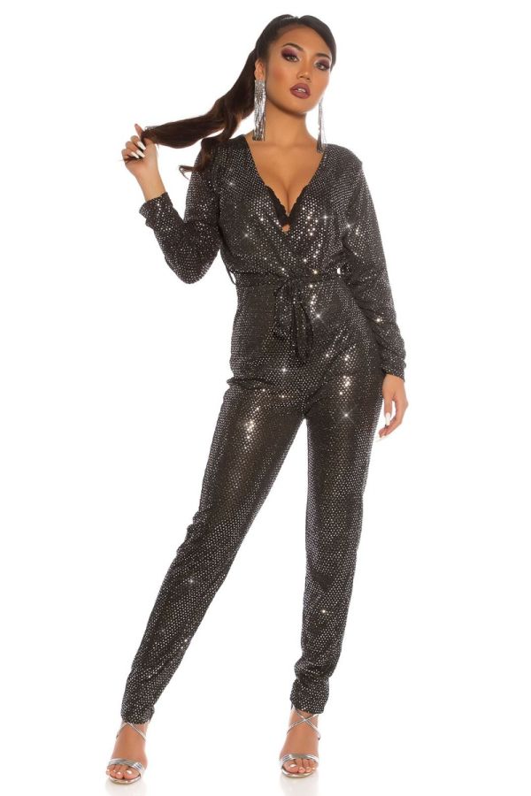 JUMPSUIT PARTY EVENING BLACK SILVER ISDV96327