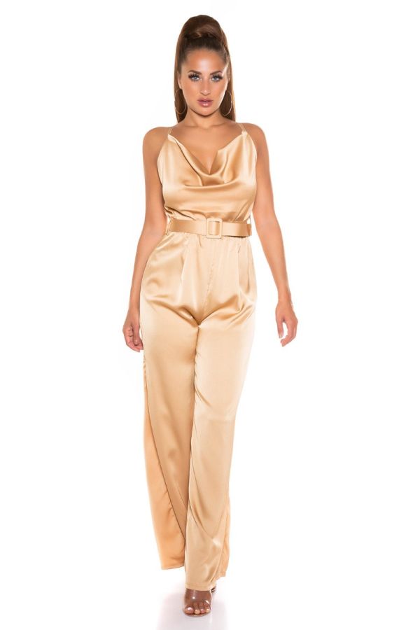jumpsuit evening sexy back cappuccino.