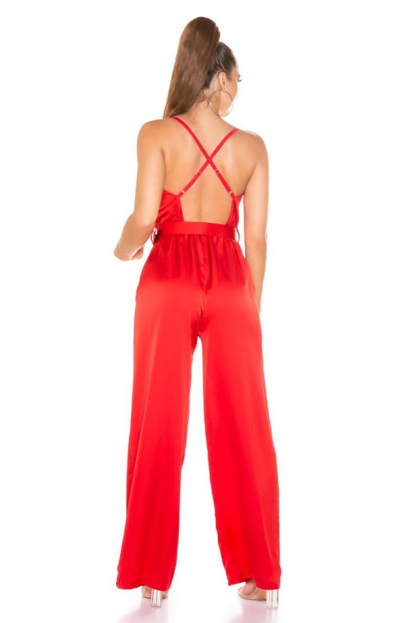 jumpsuit evening sexy back red.